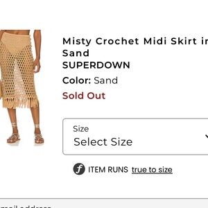 Superdown Tan Crochet Midi Skirt